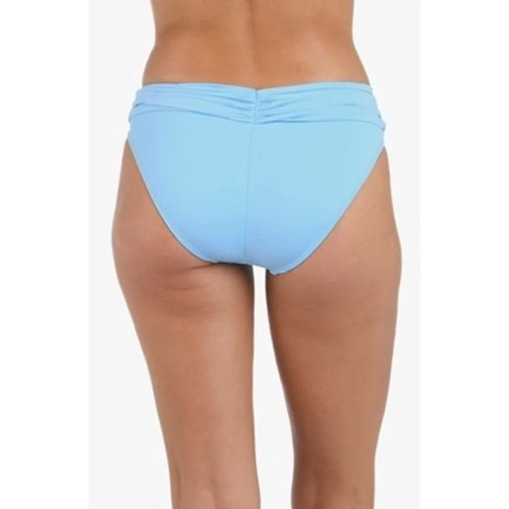 NWT La Blanca Island Goddess Shirred Band Hipster Bottom Crystal Blue 16 $61